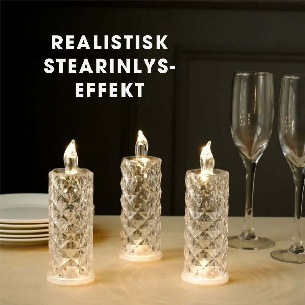 CrystalFlame™ – luksuriøs stearinlyslampe