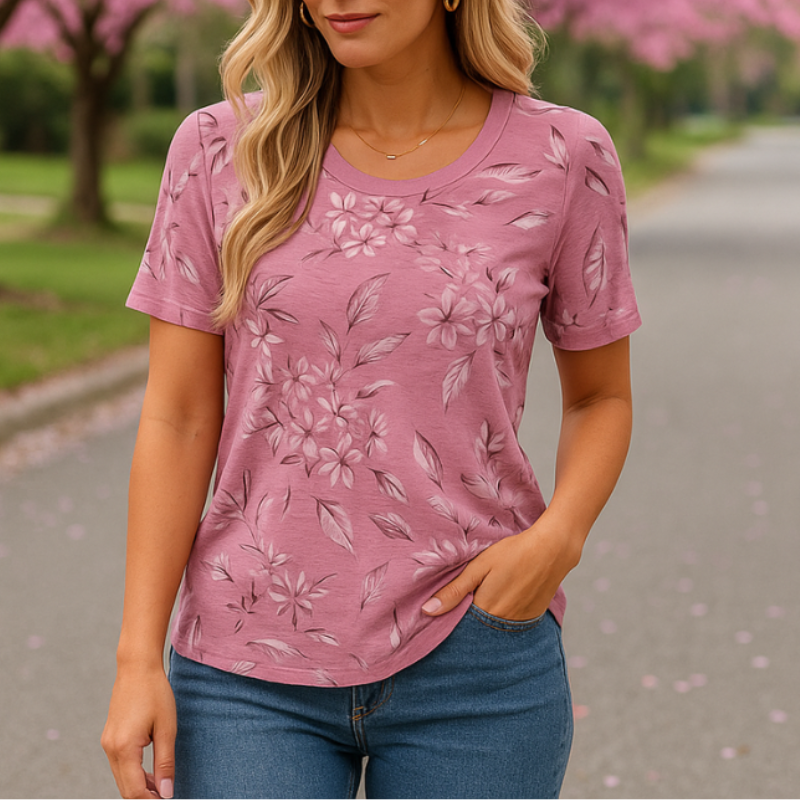 Vintage T-shirt med blomsterprint