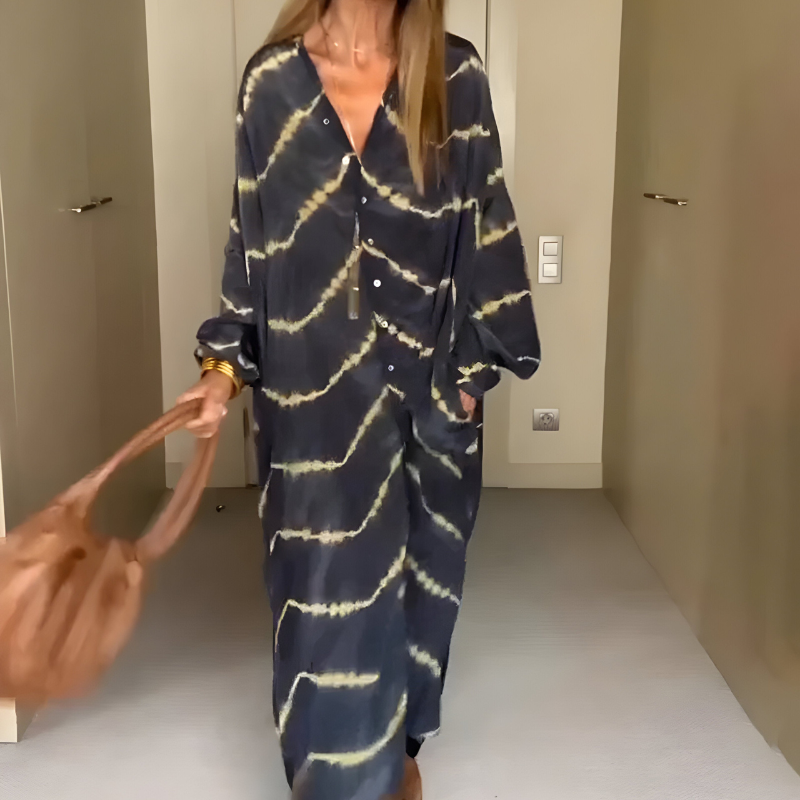 Julia™ | Stribet boheme-maxi-kjole