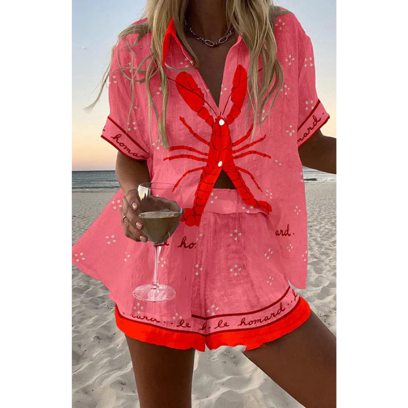 Pallina™ Kort lyserød linnedkjole