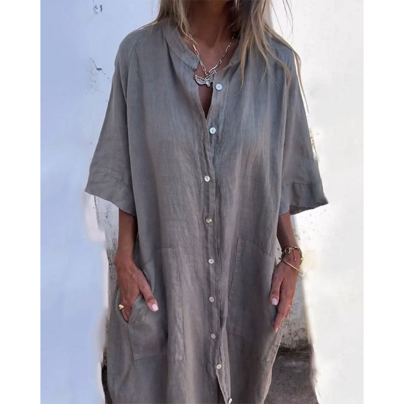 Melanie™ | Ibiza Style Casual Ankelhøj Skjortekjole