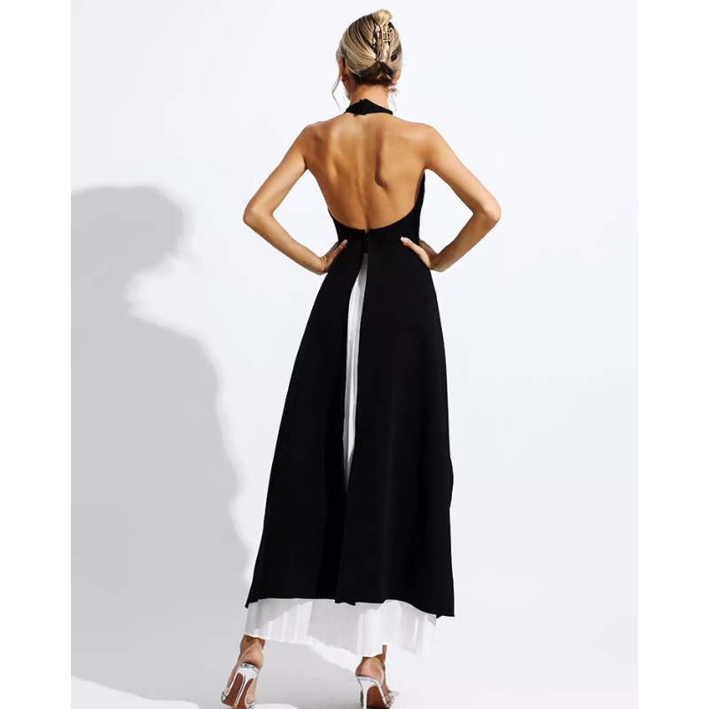 Inés™ | Lagdelt halterneck-kjole