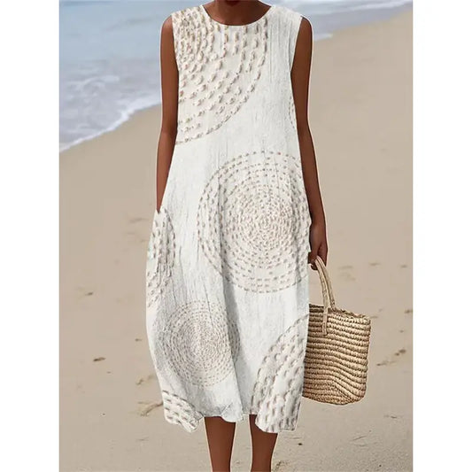 Maelle™ | Ærmeløs lang kjole med struktureret mønster