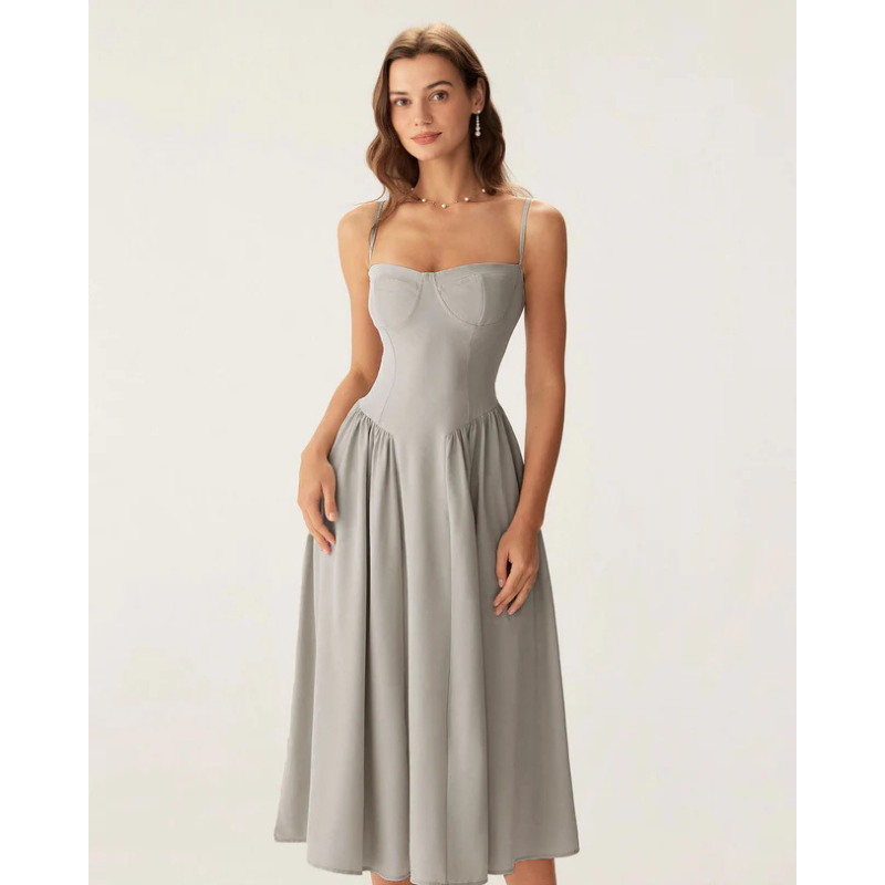 Sofia™ - Elegant midikjole med firkantet hals