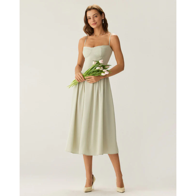 Sofia™ - Elegant midikjole med firkantet hals