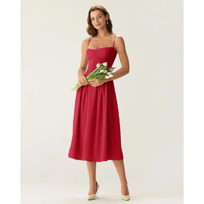 Sofia™ - Elegant midikjole med firkantet hals