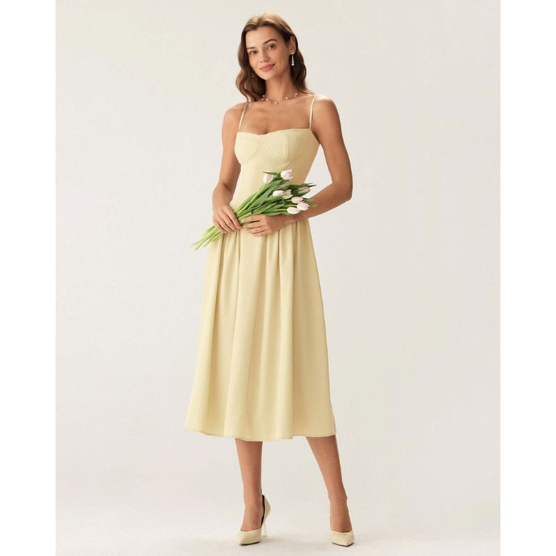 Sofia™ - Elegant midikjole med firkantet hals