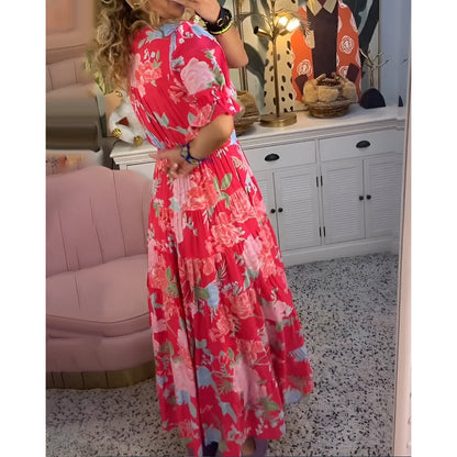 Carine™ | Blomsterprintet lommekjole med V-hals