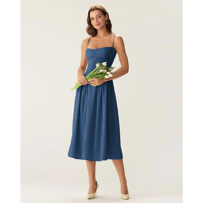 Sofia™ - Elegant midikjole med firkantet hals