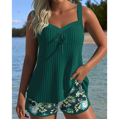 Tankini Stribet To-delt Badeshorts