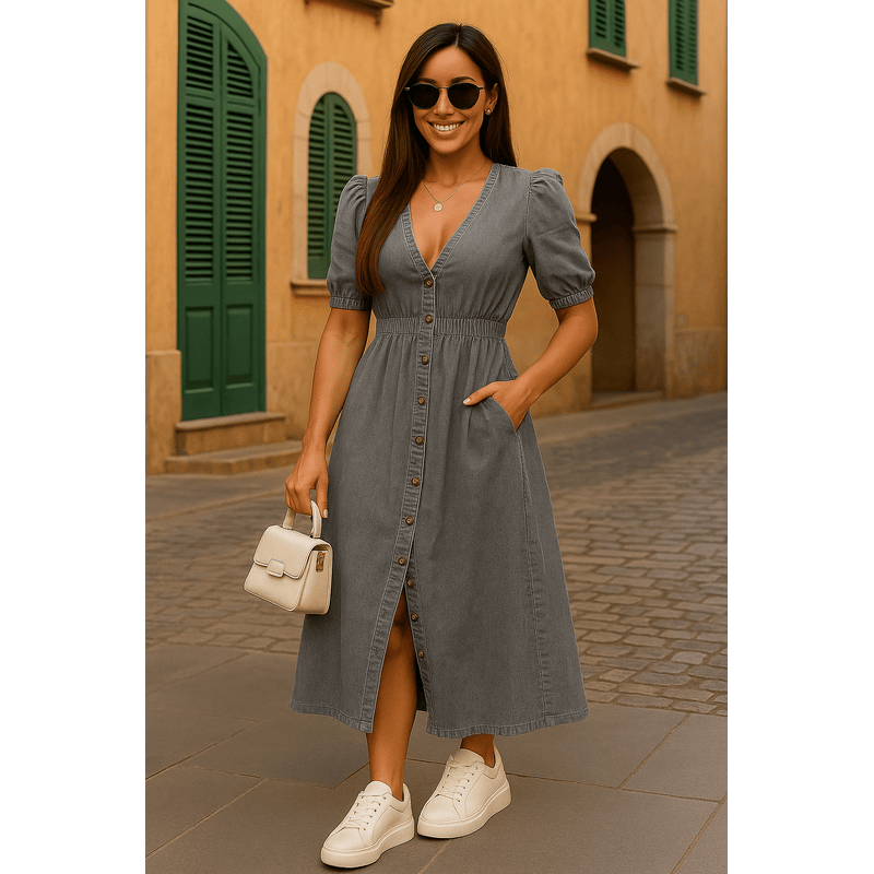 Clara Belle™ | Elegant kjole med knapper