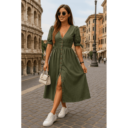 Clara Belle™ | Elegant kjole med knapper