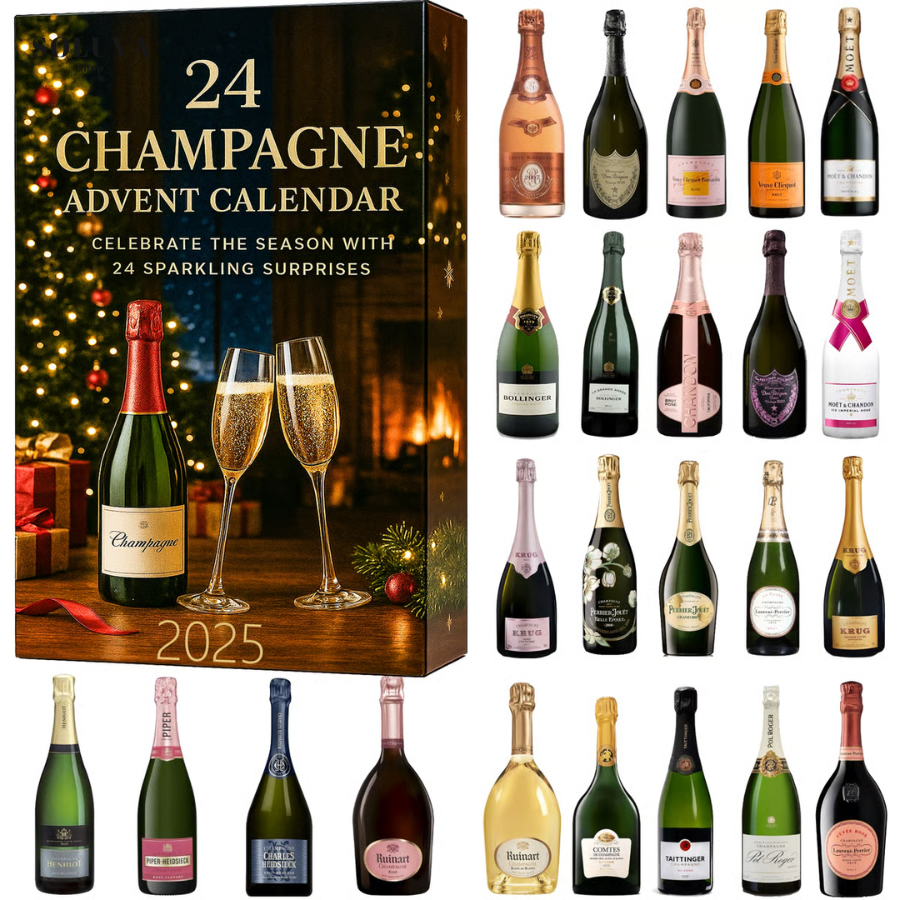 Champagne julekalender 2025 – 24 dage fyldt med fest & nydelse 🥂🎄