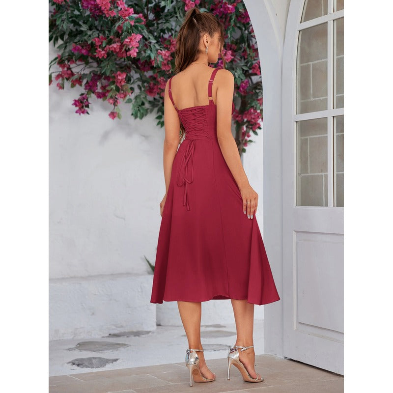 Vela™ - Cami-kjole med rynket bryst og slids i låret