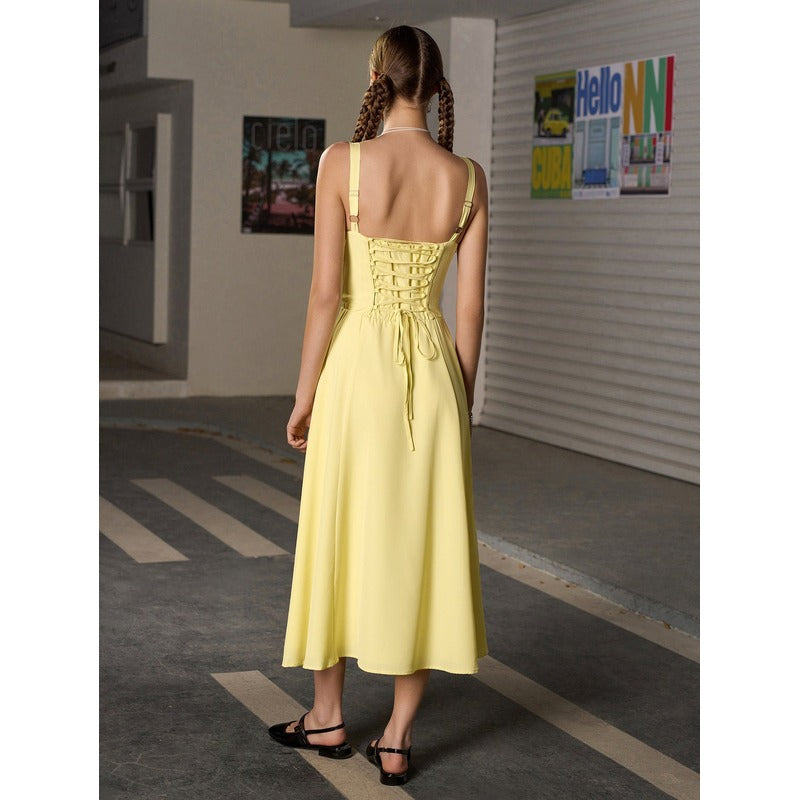 Vela™ - Cami-kjole med rynket bryst og slids i låret