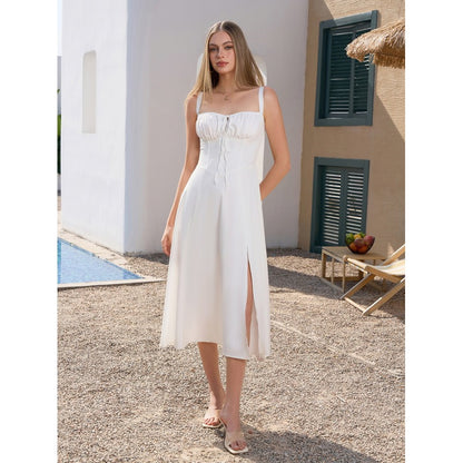 Vela™ - Cami-kjole med rynket bryst og slids i låret