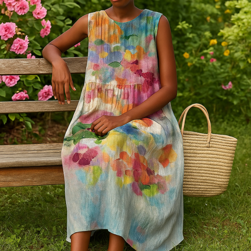 Farverig vintage-kjole