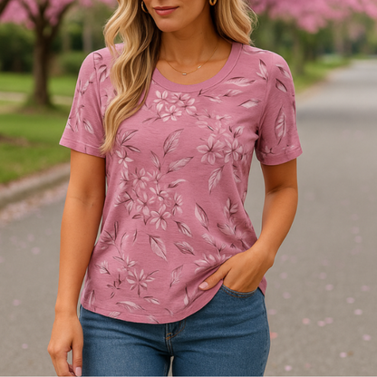 Vintage T-shirt med blomsterprint