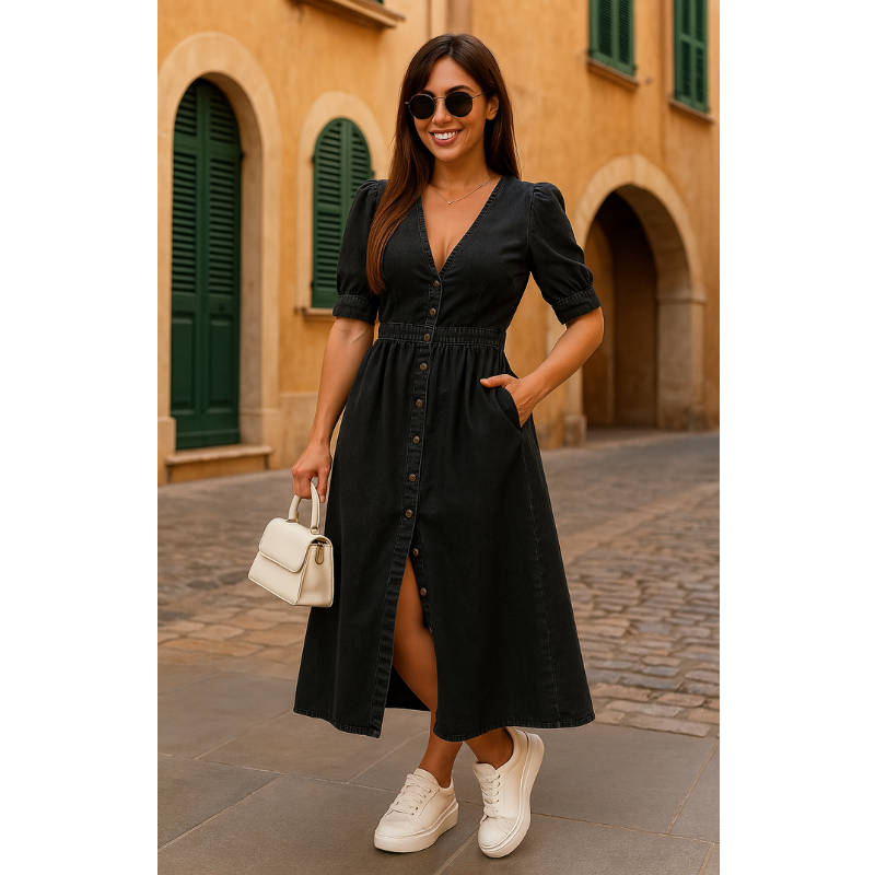 Clara Belle™ | Elegant kjole med knapper