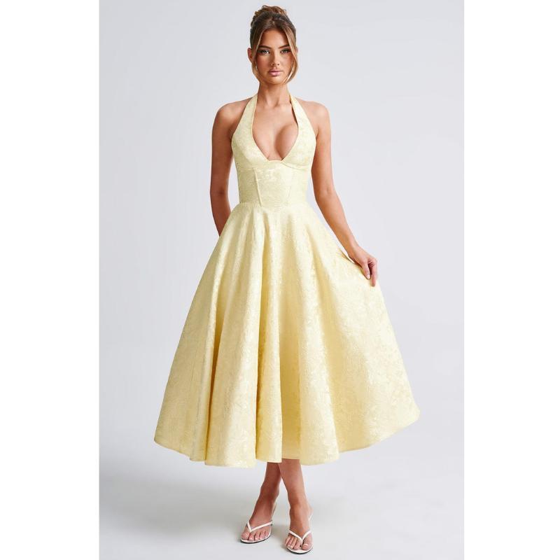 Ara™ | Midi-kjole med halskraveudskæring