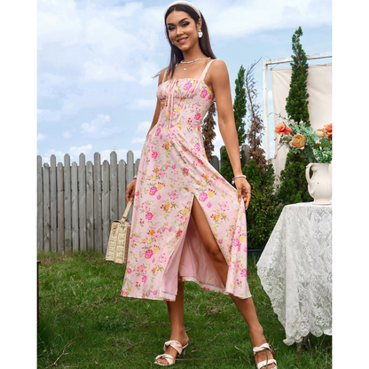 Vela™ - Cami-kjole med rynket bryst og slids i låret