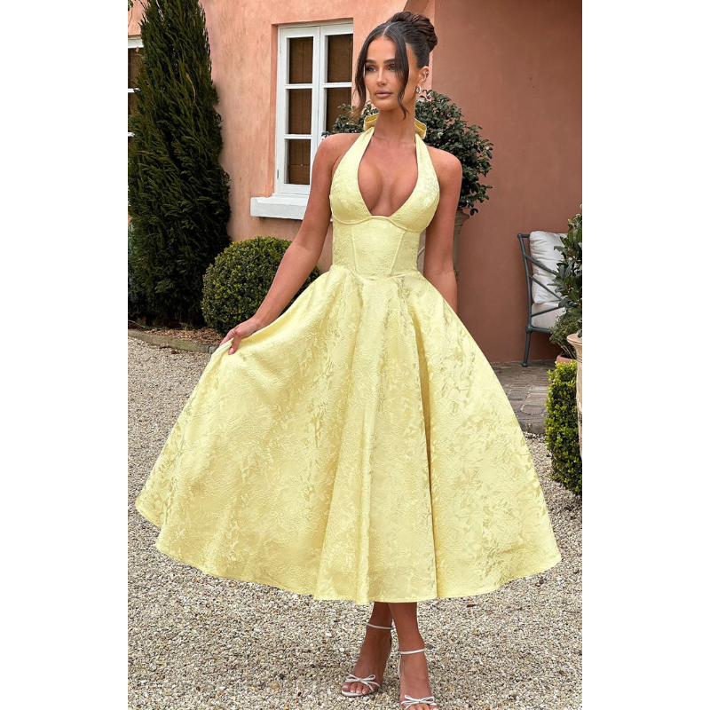 Ara™ | Midi-kjole med halskraveudskæring