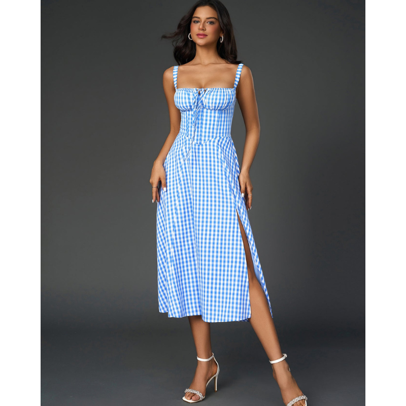 Vela™ - Cami-kjole med rynket bryst og slids i låret