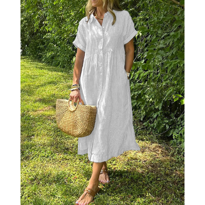 Sara™ - Stribet kjole med sidelommer