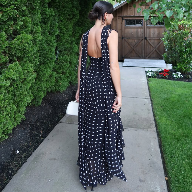 Almeta™ - Polka Ruffle Maxi Dress