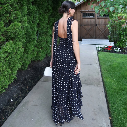 Almeta™ - Polka Ruffle Maxi Dress