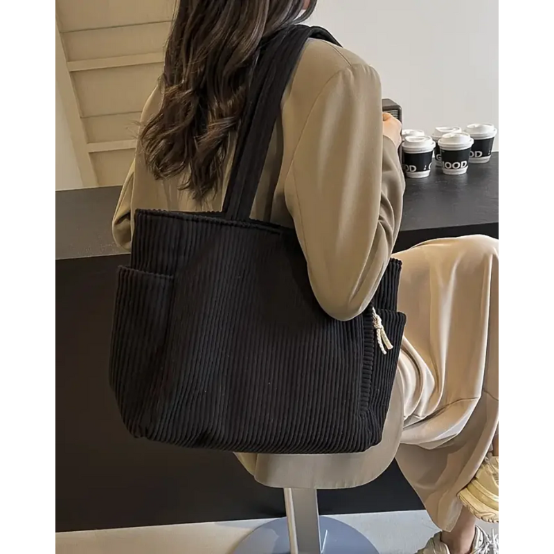 Tilda™ - Ribbet tote bag med snoretræk