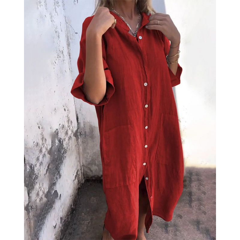 Melanie™ | Ibiza Style Casual Ankelhøj Skjortekjole