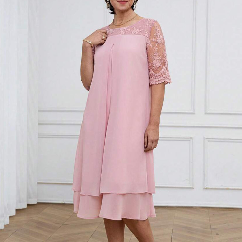 Kjole Moderne og elegant Blonder Midilang ærme