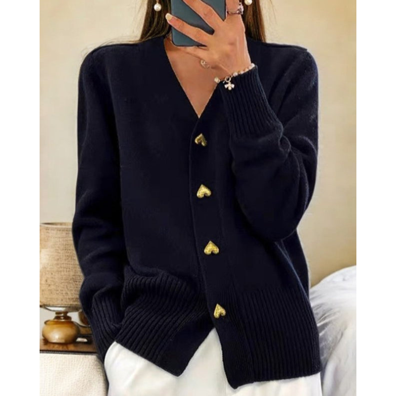Adele™ | Blød cardigan med hjerteknapper