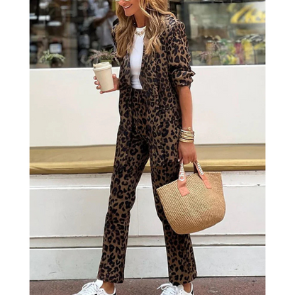 Penelope™ | Blazer og bukser med leopardmønster