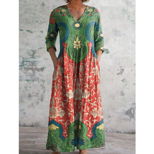 Aroa™ | Vintage blomstret lang kjole