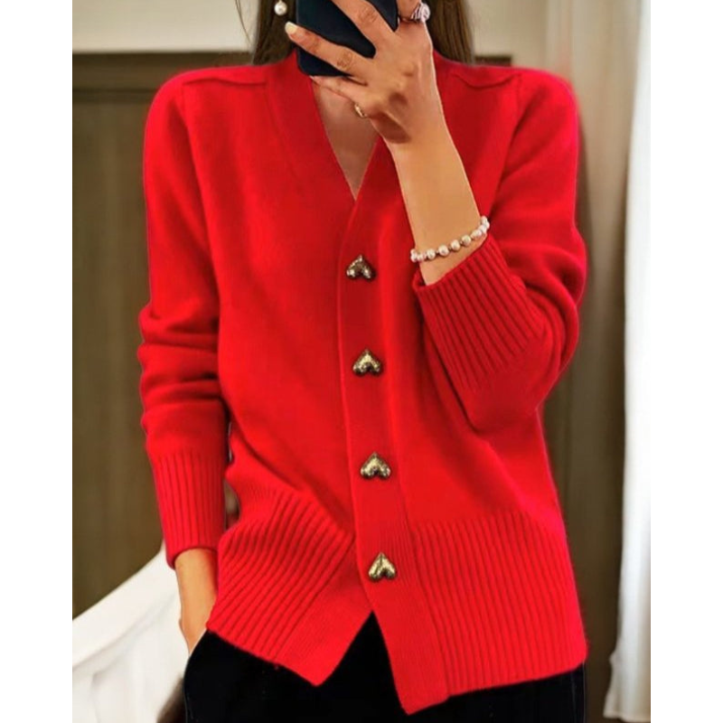 Adele™ | Blød cardigan med hjerteknapper