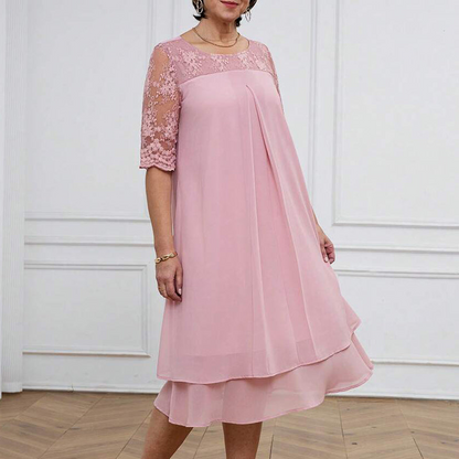 Kjole Moderne og elegant Blonder Midilang ærme