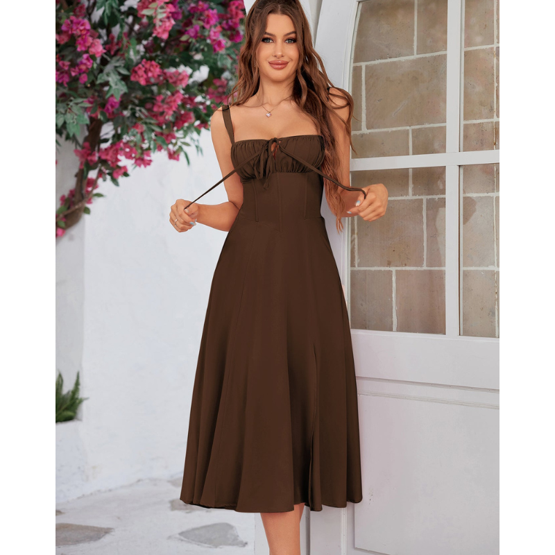 Vela™ - Cami-kjole med rynket bryst og slids i låret