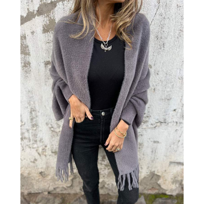 Aurora™ | Afslappet langærmet kappe med frynser