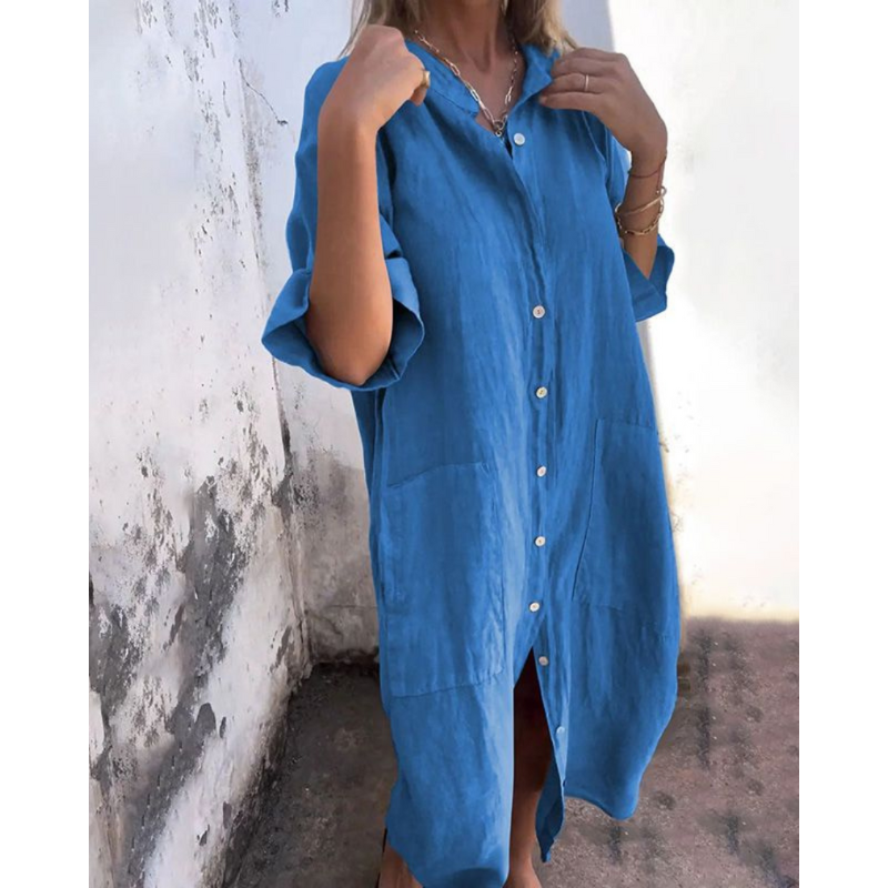 Melanie™ | Ibiza Style Casual Ankelhøj Skjortekjole