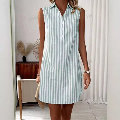 Annemiek™ | Elegant stribet skjortekjole