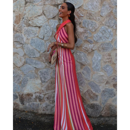 Nora™ - Elegant krydset stribet kjole