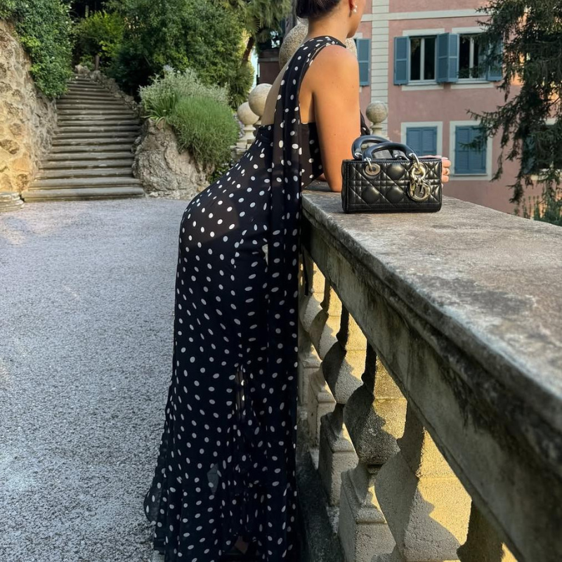 Almeta™ - Polka Ruffle Maxi Dress