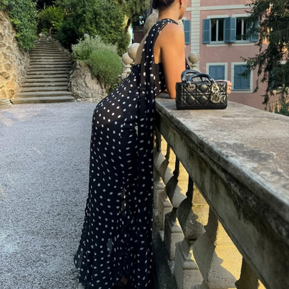 Almeta™ - Polka Ruffle Maxi Dress