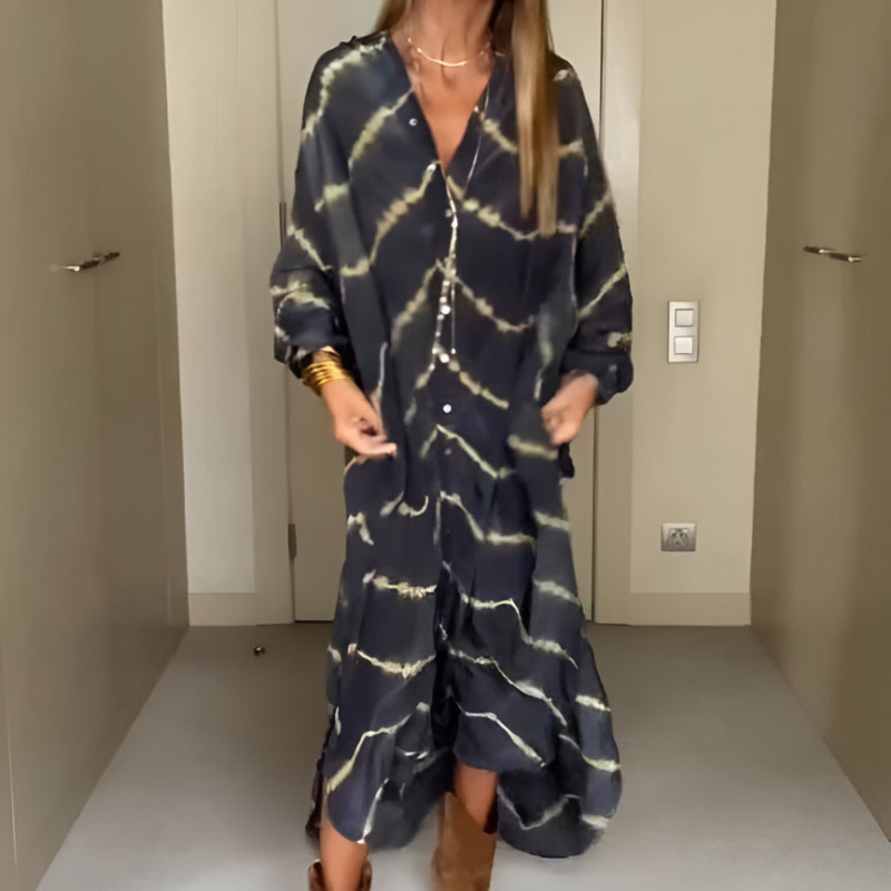 Julia™ | Stribet boheme-maxi-kjole