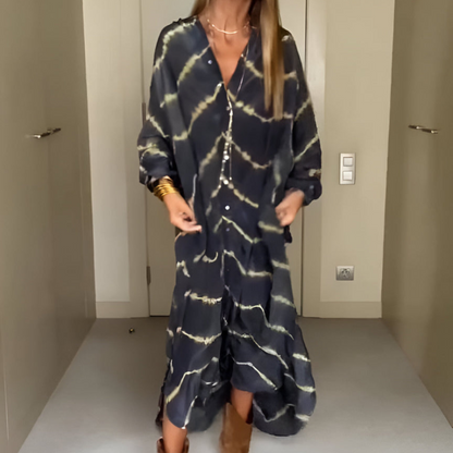 Julia™ | Stribet boheme-maxi-kjole