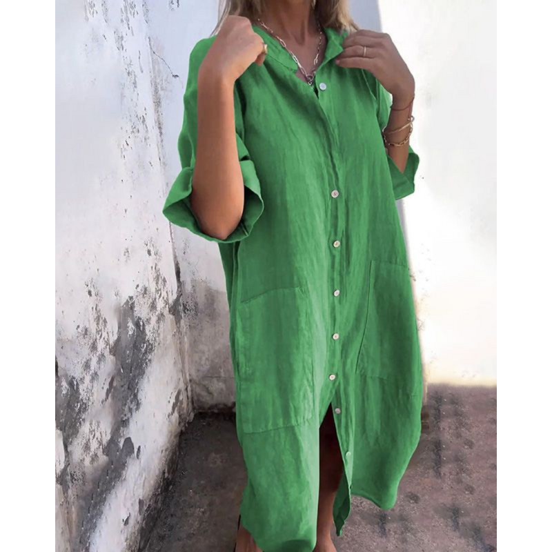 Melanie™ | Ibiza Style Casual Ankelhøj Skjortekjole