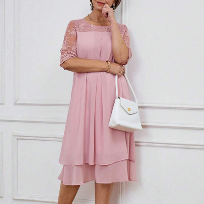 Kjole Moderne og elegant Blonder Midilang ærme