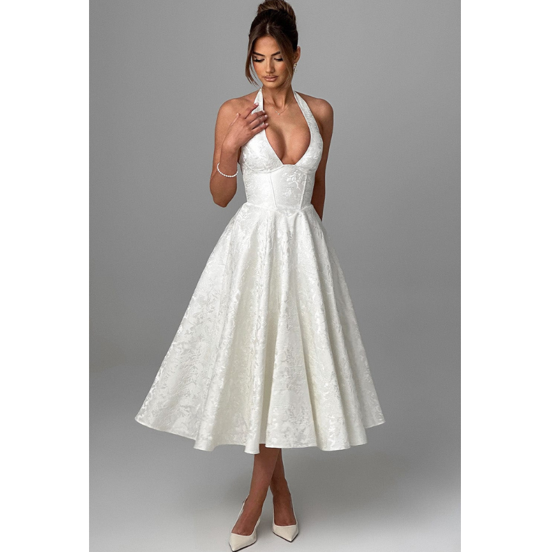 Ara™ | Midi-kjole med halskraveudskæring